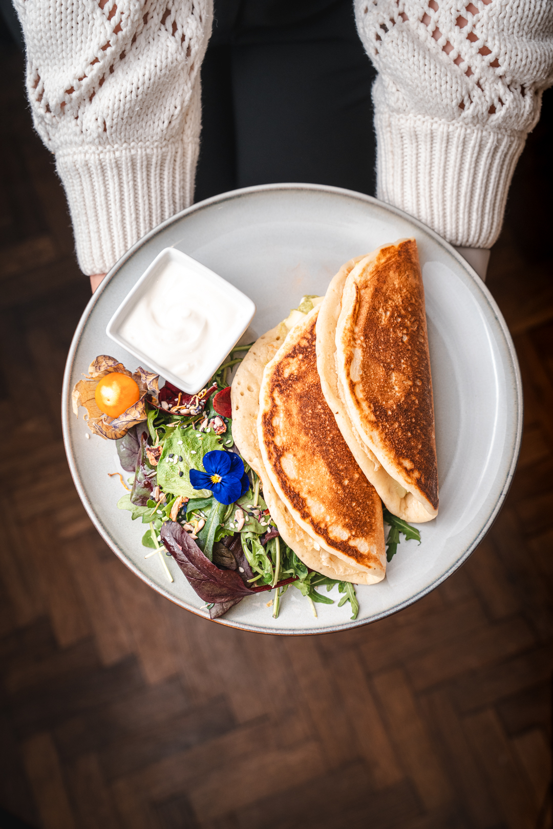 Prosciutto & Goat cheese pancakes